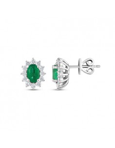 0,52ct- PENDIENTES DIAMANTES ESMERALDA ORO BL 18K