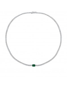 11,15ct- GARGANTILLA DIAMANTES ESMERALDA ORO 18K