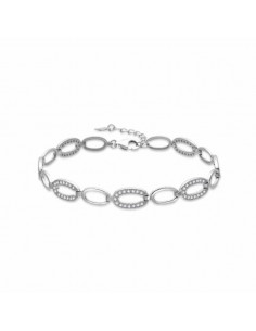 Pulsera de plata con eslabones ovalados y circo