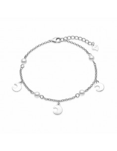 Pulsera de plata con lunas y perlas para mujer