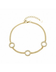 Pulsera de plata chapada con círculos y circonitas