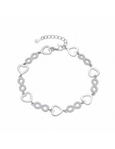 Pulsera de plata con corazones e infinitos
