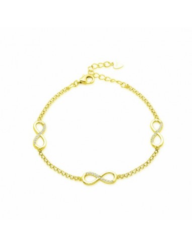 Pulsera de plata chapada con infinitos y circonita