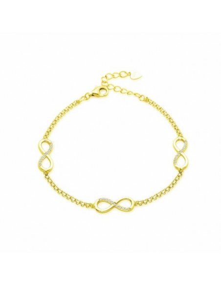 Pulsera de plata chapada con infinitos y circonita