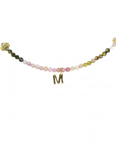Gargantilla de Turmalina Multicolor con Inicial