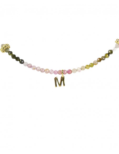 Gargantilla de Turmalina Multicolor con Inicial