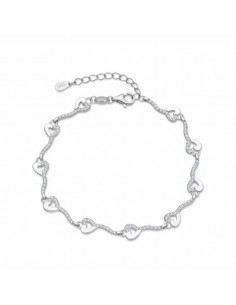Pulsera de plata con corazones y circonitas