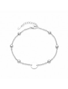 Pulsera de plata con bolitas y medalla