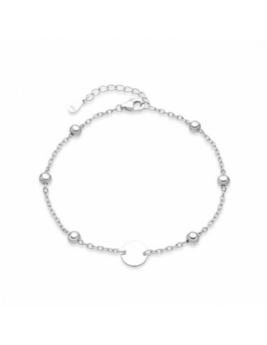 Pulsera de plata con bolitas y medalla