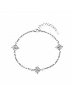 Pulsera de plata con estrellas y circonitas rosas