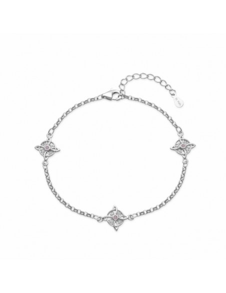 Pulsera de plata con estrellas y circonitas rosas