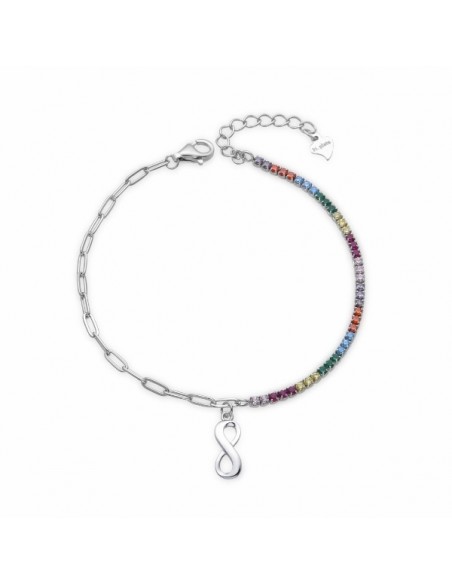 Pulsera de plata con circonitas multicolor e infin