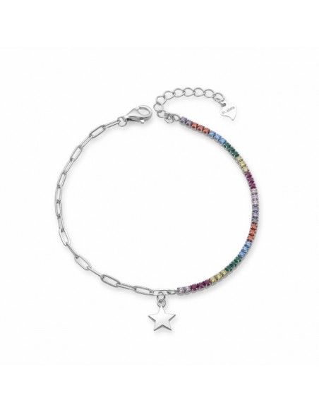 Pulsera de plata con circonitas multicolor star