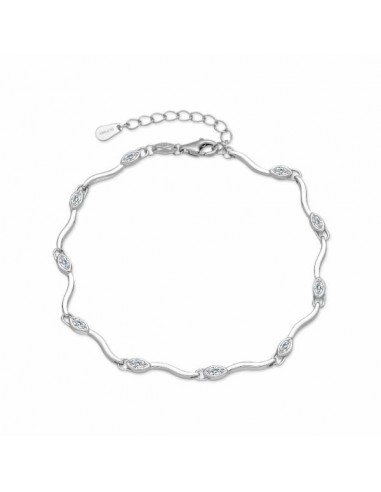 Pulsera de plata con ondas y detalles ovalados 
