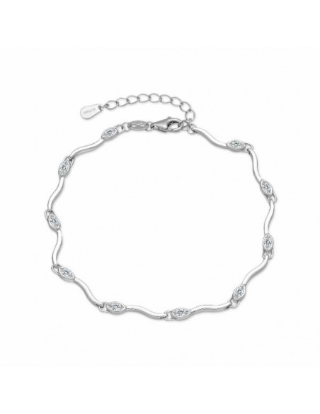 Pulsera de plata con ondas y detalles ovalados 