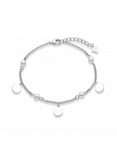 Pulsera de plata con charms circulares y bolitas