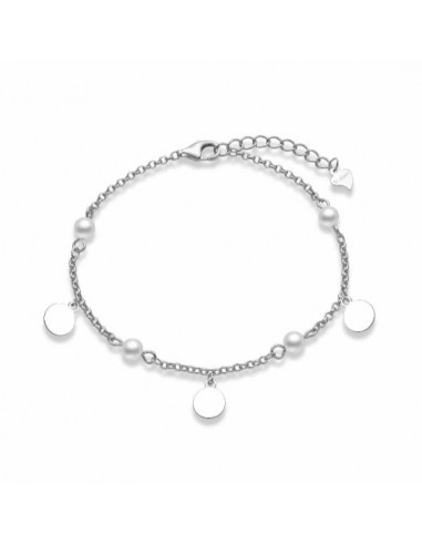 Pulsera de plata con charms circulares y bolitas