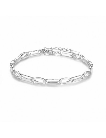 Pulsera de plata con eslabones en forma de ojo