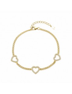 Pulsera de corazones en plata chapada en oro