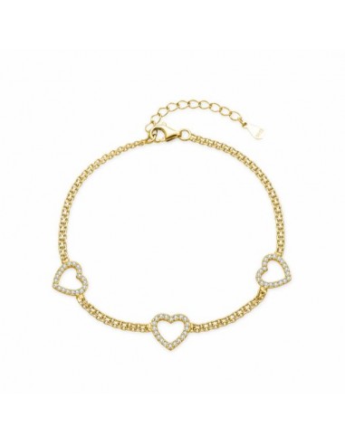 Pulsera de corazones en plata chapada en oro