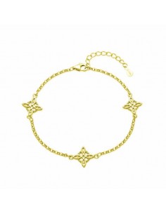 Pulsera de flores en plata chapada en oro