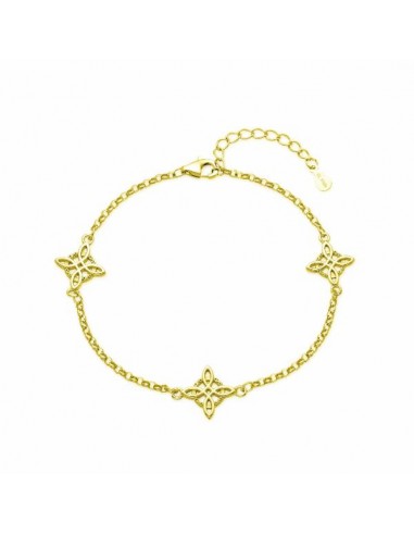 Pulsera de flores en plata chapada en oro