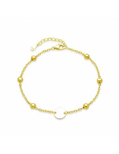 Pulsera de bolitas en plata chapada con medalla