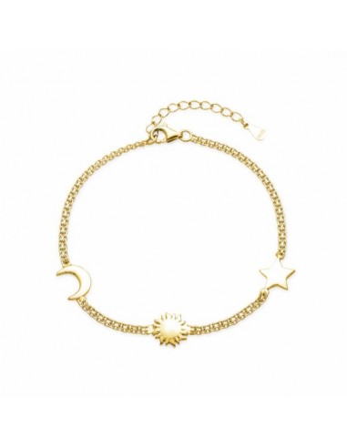 Pulsera luna, sol y estrella en plata chapada