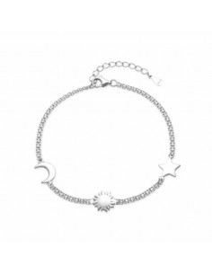 Pulsera luna, sol y estrella en plata 