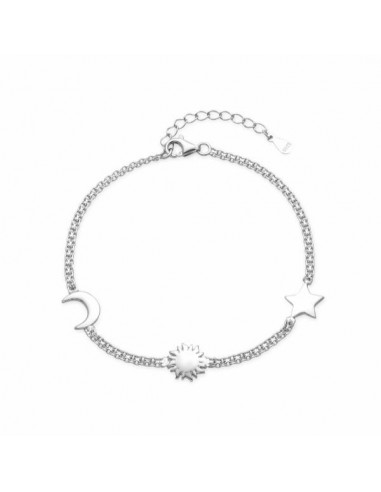 Pulsera luna, sol y estrella en plata 