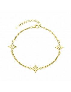 Pulsera plata dorada formas con circonitas