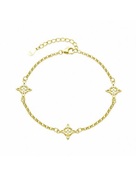 Pulsera plata dorada formas con circonitas