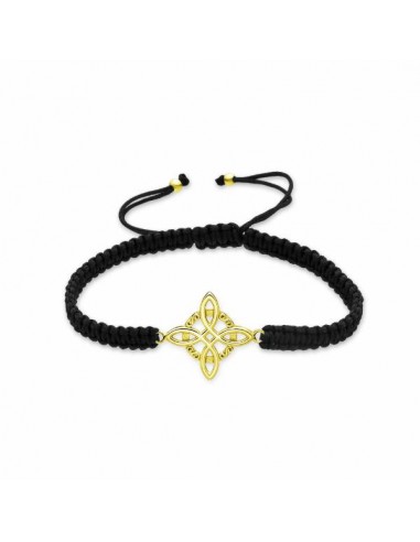 Pulsera macramé negro con detalle dorado
