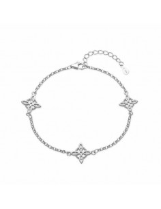 Pulsera de plata con flores caladas
