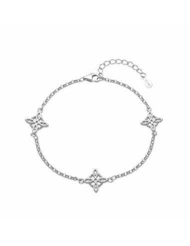 Pulsera de plata con flores caladas