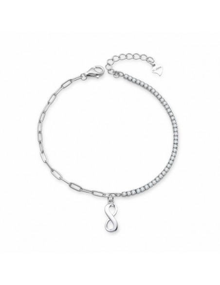 Pulsera de plata con símbolo infinito y circonitas