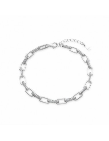 Pulsera de plata con eslabones rectangulares y zn