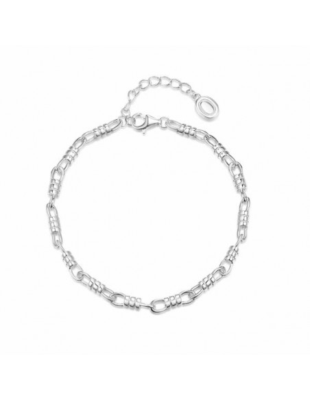 Pulsera de plata con eslabones decorativos entrela