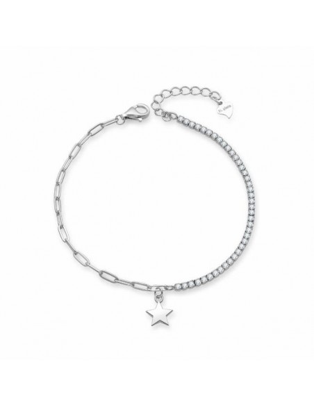 Pulsera de plata con estrella colgante y circonita