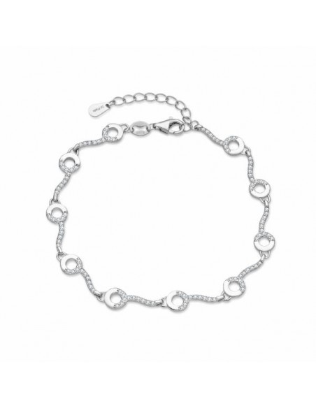 Pulsera de plata con círculos y circonitas