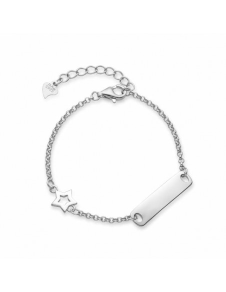 Pulsera de plata para bebé con estrella y placa 
