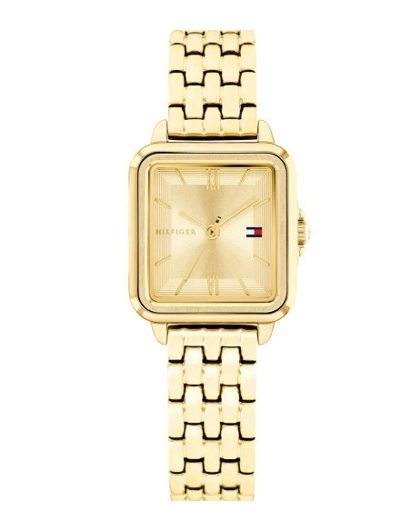 Reloj Tommy Hilfiger mujer dorado con correa metálica y esfera cuadrada