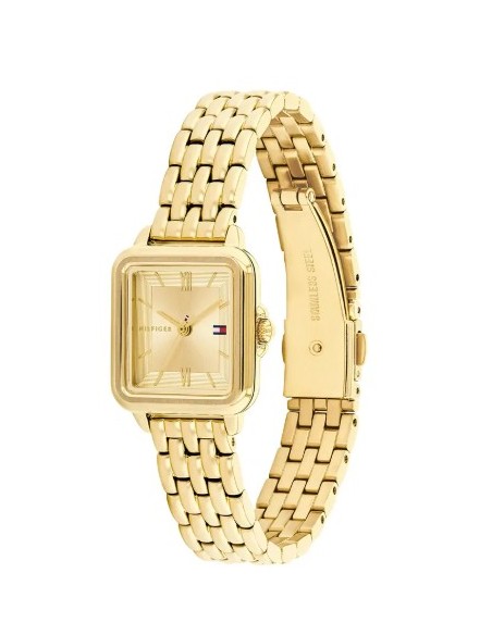 Reloj Tommy Hilfiger mujer dorado con correa metálica y esfera cuadrada