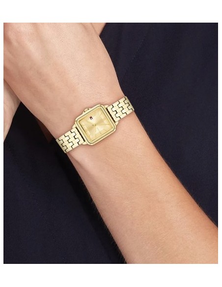 Reloj Tommy Hilfiger mujer dorado con correa metálica y esfera cuadrada