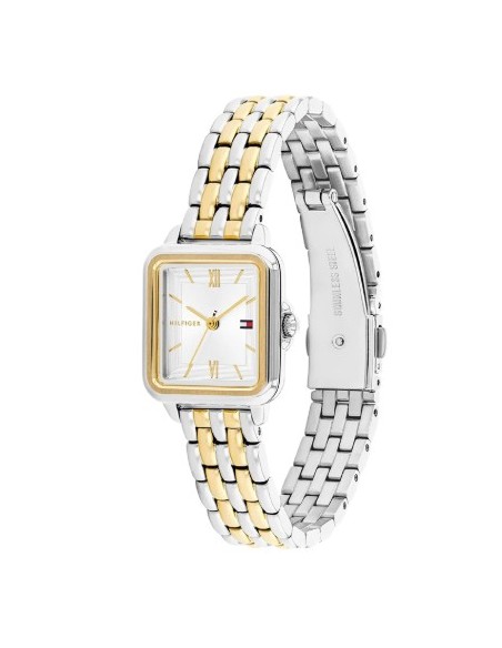 Reloj Tommy Hilfiger mujer bicolor con correa metálica y esfera cuadrada