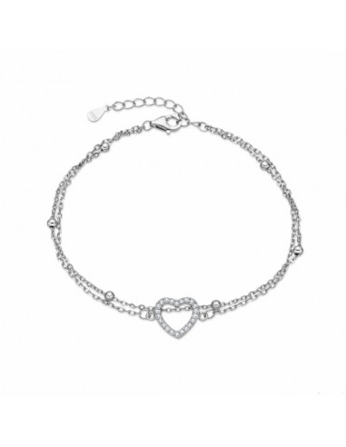 Pulsera de plata con corazón de circonitas