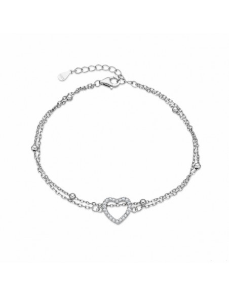 Pulsera de plata con corazón de circonitas