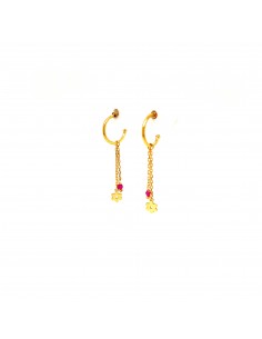 9K- PENDIENTES ARO FLOR ORO 9K