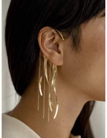 Pendientes cascada plata con baño de oro 1ª ley