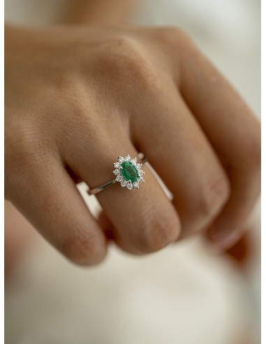 0,26ct- Anillo resetón esmeralda ORO BLANCO 18K